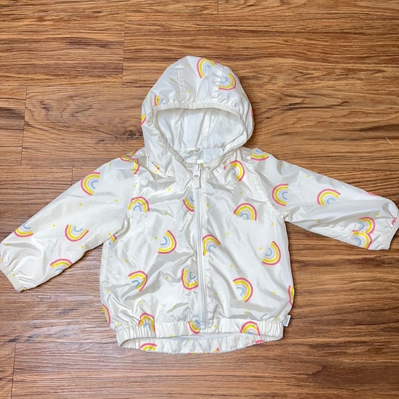GAP Other - BabyGap white windbreaker with rainbows size 18 to 24 months